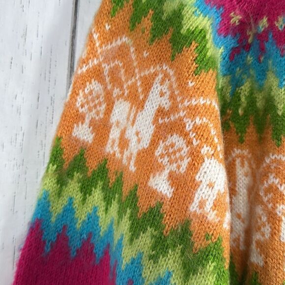 Alpaca Fina 100% Alpaca Handmade Peru Hooded Zip Sweater Cardigan Cozy Winter - Picture 9 of 15